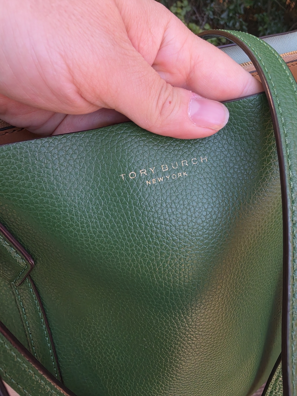 Tory Burch Kelly Green Pebbled Leather Tote Bag